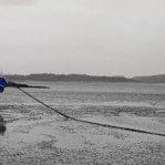 The Blue boat thats parked up in Balcary Bay