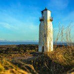 The well photographed Southerness Lighthouse on a superb day