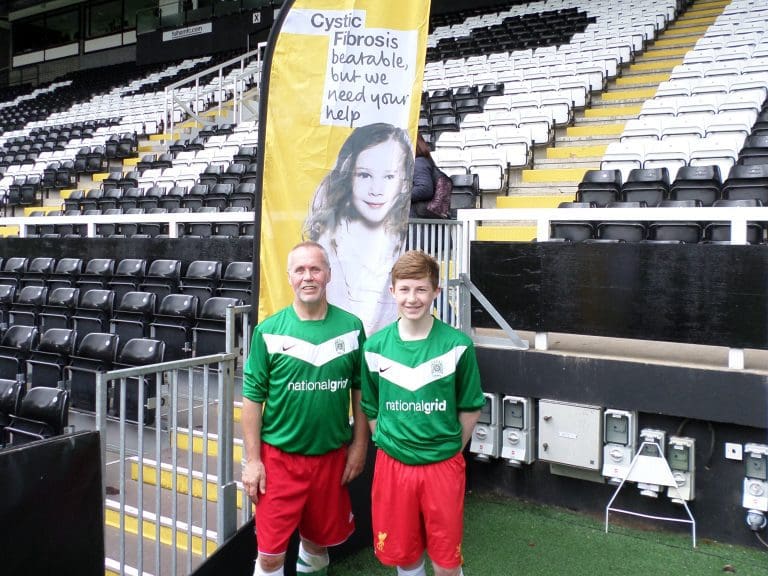 LOCAL MP AND HIS GRANDSON TAKE PART IN FOOTBALL FUNDRAISER FOR CYSTIC FIBROSIS TRUST