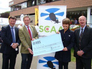 left to right: NFUS Vice President, Allan Bowie, Gavin Davey from SCAA, North East Regional Manager Lorna Paterson and Huntly/Insch Branch Chairman John Gordon.