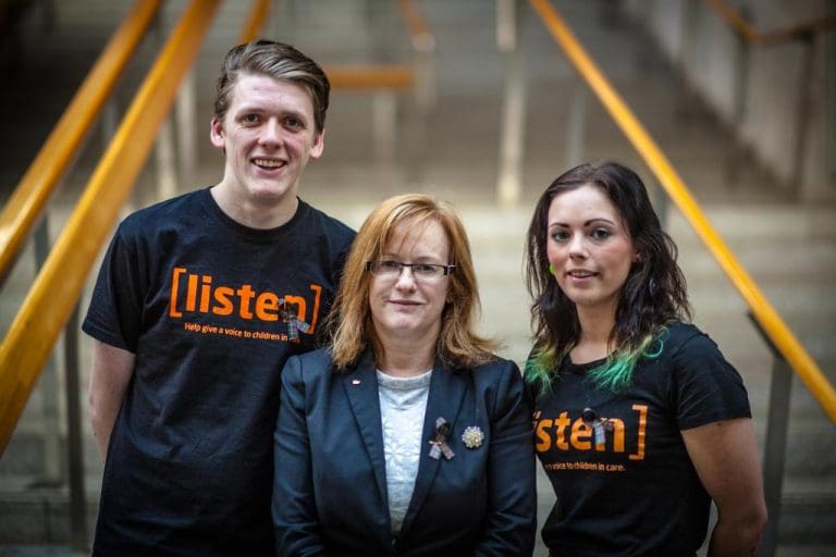 DUMFRIES AND GALLOWAY MSP JOAN MCALPINE  HELPS LAUNCH NEW CARE LEAVER TARTAN