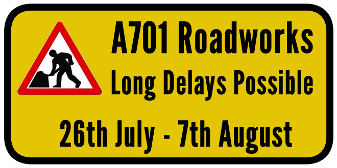 A701 – LONG DELAYS POSSIBLE BETWEEN AMISFIELD & PARKGATE FOR NEXT 7 DAYS