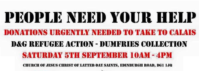 DUMFRIES AND GALLOWAY UNITES TO HELP THOSE IN CRISIS IN CALAIS