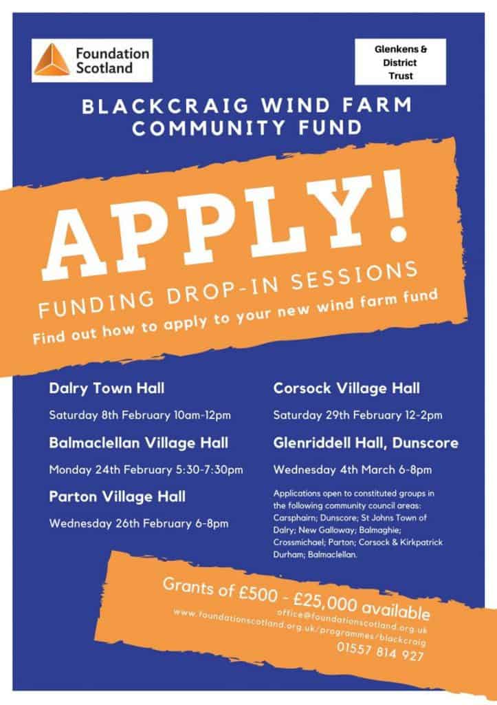 Drop-in Sessions For Potential Applicants To The Blackcraig Wind Farm Community Fund