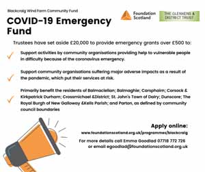 Blackcraig Wind Farm Community Fund Glenkens coronavirus