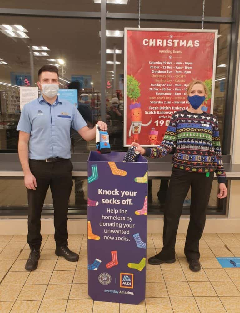 ALDI REMINDS CUSTOMERS THEY CAN DONATE UNWANTED SOCKS IN STORE TO THOSE IN NEED  