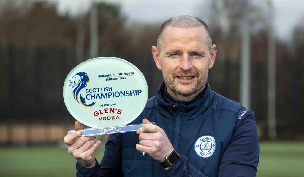 Queen of the South FC’s Allan Johnston Awarded Glen’s Manager of the Month