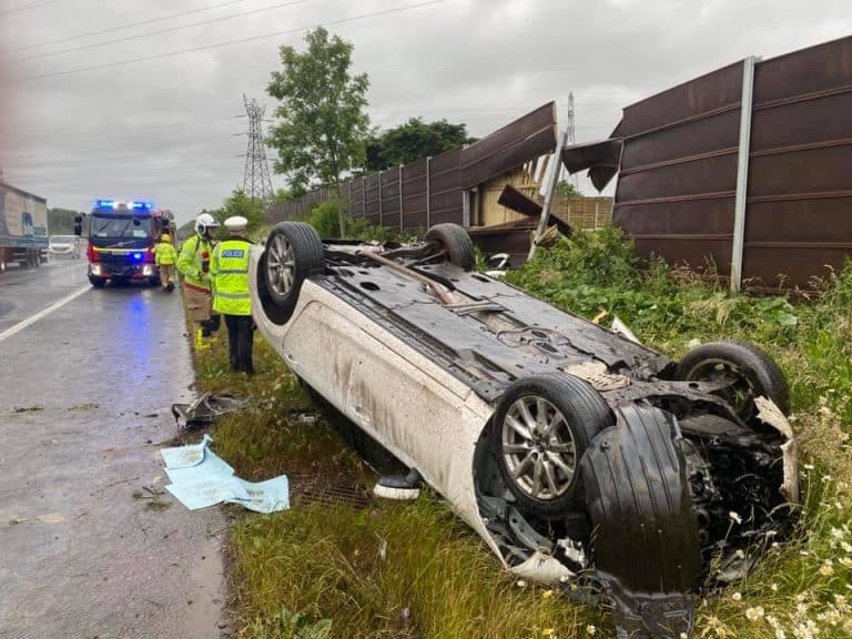 Investigation Launched after car Hits Fence and Flips on M6 Near Gretna
