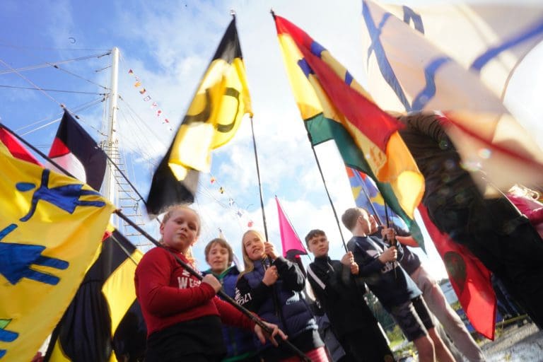 Signalling Flags With Environmental Messages From Dumfries & Galloway Flying In Glasgow For COP 26