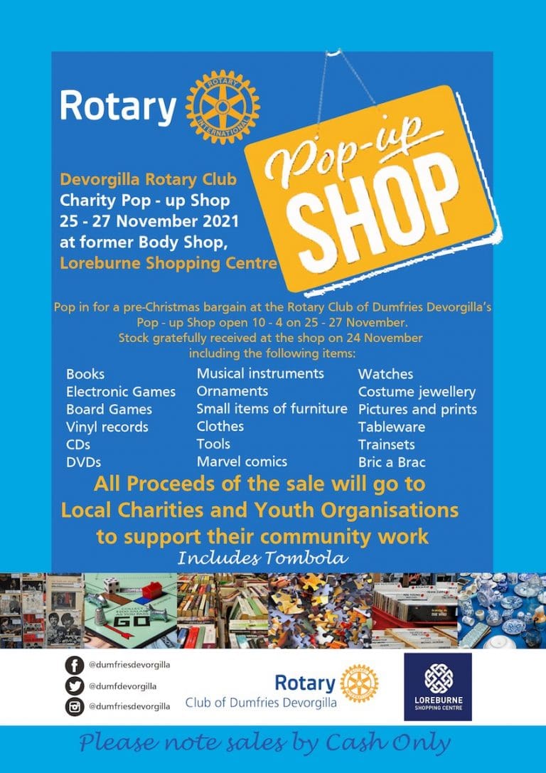 The Rotary Club of Dumfries Devorgilla Open Pop-Up Shop In Loreburne Centre