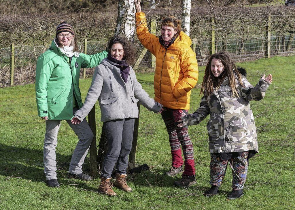 : Elizabeth Tindal, left, celebrates Dumfries and Galloway Outdoor and Woodland Learning Group’s award with three of the organisation’s leaders.