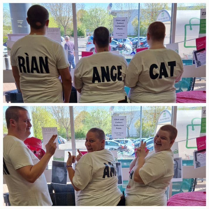 DUMFRIES SHOP WORKERS SHAVE HEADS TO RAISE OVER £700 FOR CHARITY