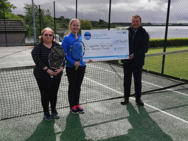 Cunninghame Housing Association Presents £1000 Cheque To Lochmaben Tennis Club