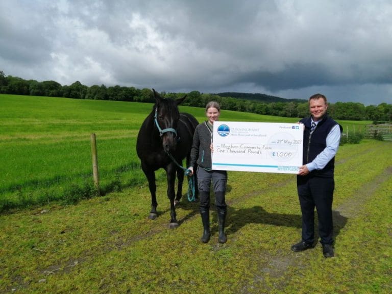 Cunninghame Housing Association Presents £1000 Cheque To Mossburn Community Farm