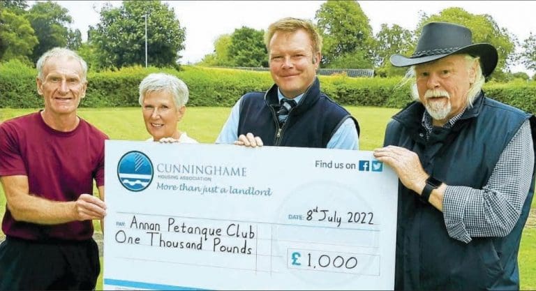 Cunninghame Housing Association Presents Cheque To Annan Petanque Club
