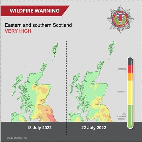 Risk of wildfires in Eastern and Southern Scotland raised to ‘Very High’