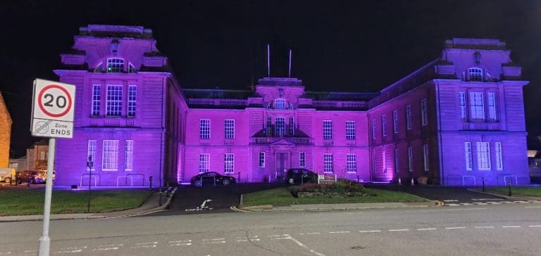 Council HQ Lit Up In Purple To Raise PoTS Awareness