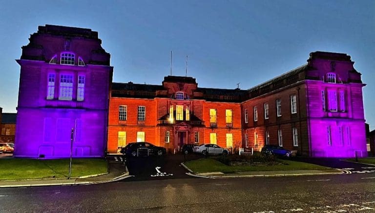 Council HQ Lights Up In Purple & Yellow To Raise DLD Awareness