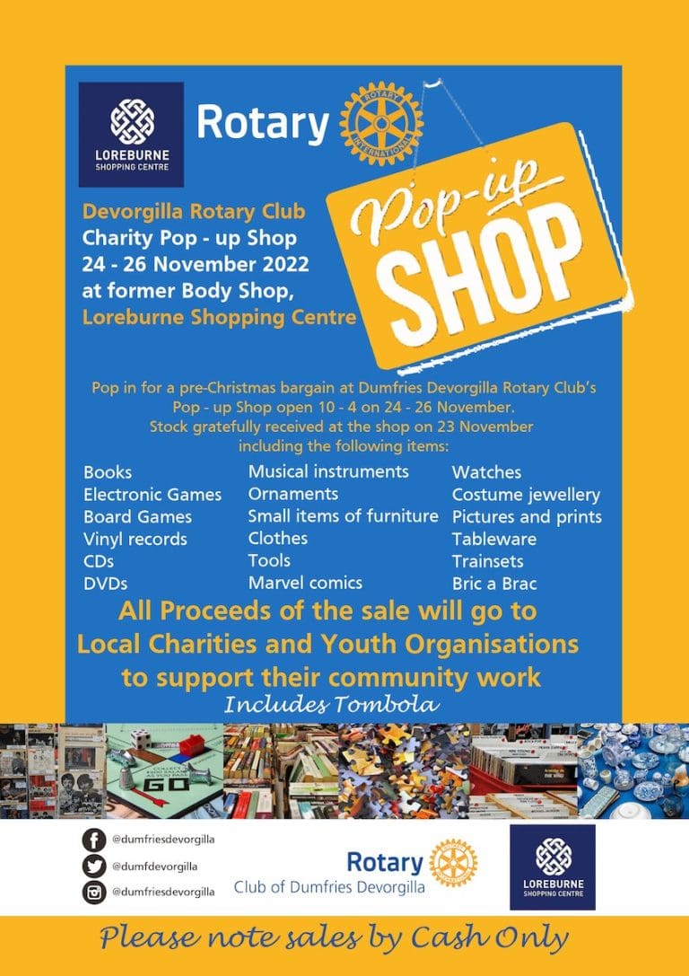 Dumfries Devorgilla Rotary Club Open Pop Up Shop In Loreburne Centre