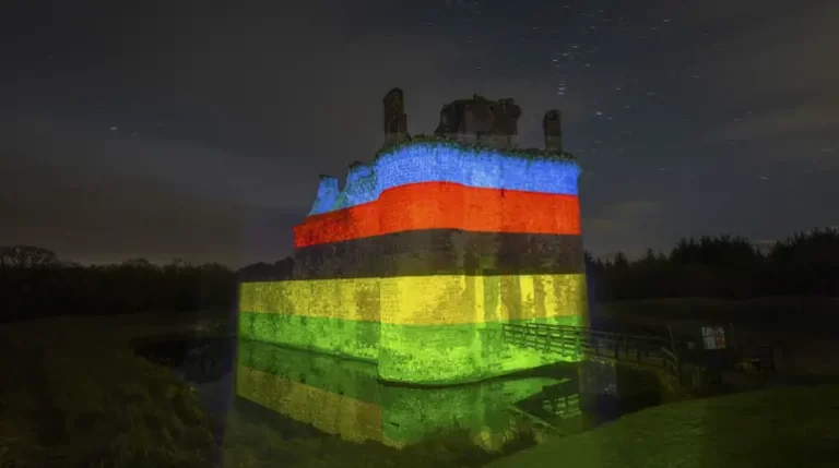 Caerlaverock Castle Lights Up In Rainbow Colours For Cycling World Championships