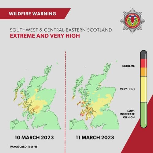 Wildfire Warning Across Southwest & Central Eastern Scotland