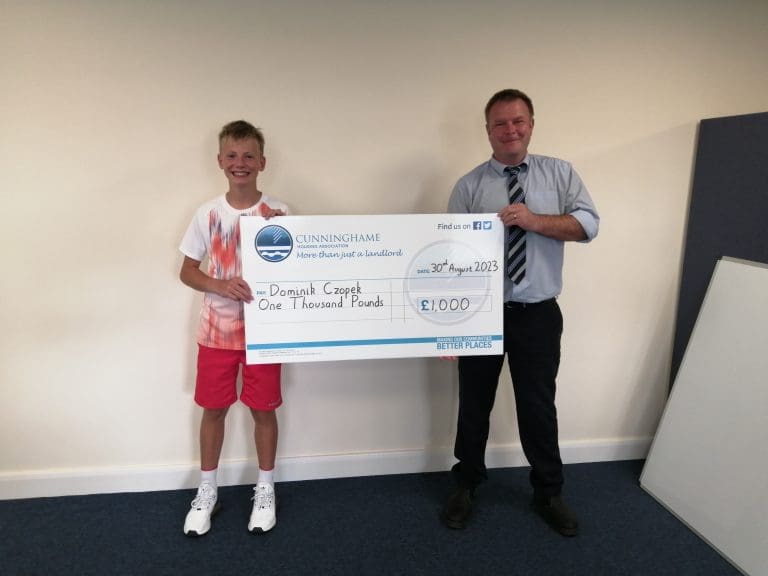 Dumfries Tennis Prodigy Dominik Czopek Secures £1,000 Sponsorship from Cunninghame Housing Association