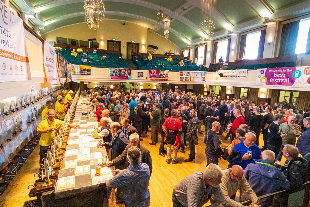 The first weekend in October is the time for the Ayrshire Real Ale Festival, Organised by the volunteers of Ayrshire and Wigtownshire branch of CAMRA, the event is Scotland’s largest Real Ale Festival held at Troon Concert Hall, and massively popular with Real Ale drinkers from as far as America and Germany.
