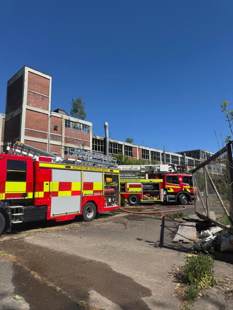 Emergency Services Dealing With Incident at Derelict Factory In Dumfries
