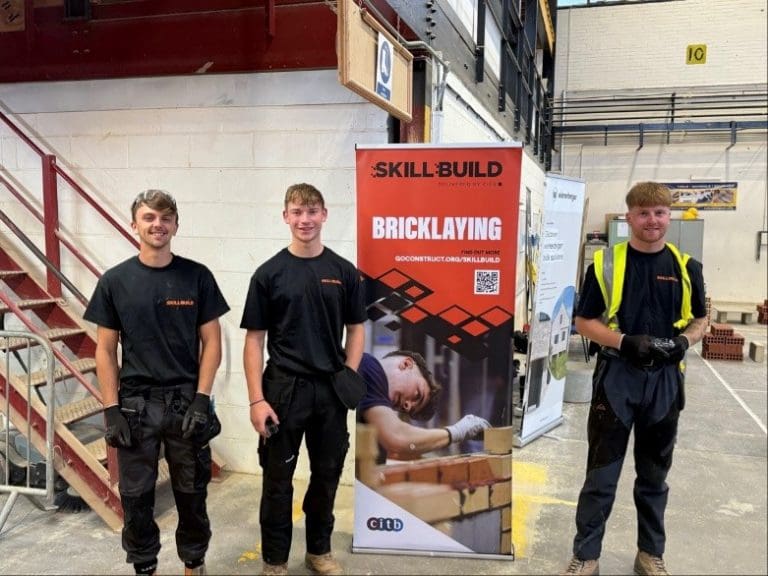 Left to right: Robbie Taylor, Fraser Garner and Harris Murray at SkillBuild 2025