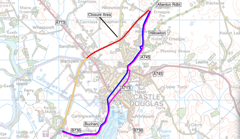 Overnight Resurfacing Work on the A75 at Castle Douglas Begins 2 November