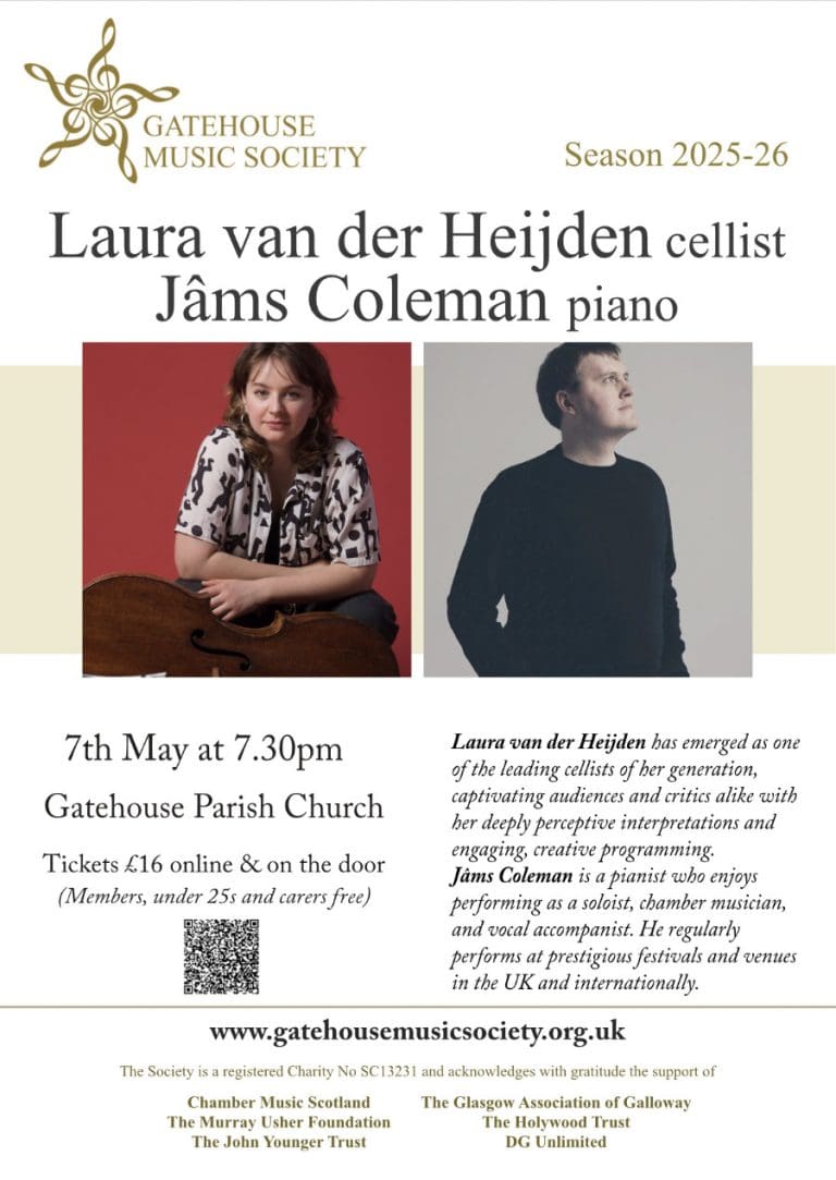 Gatehouse Music Society Laura van der Heijden recital To Be Held in May