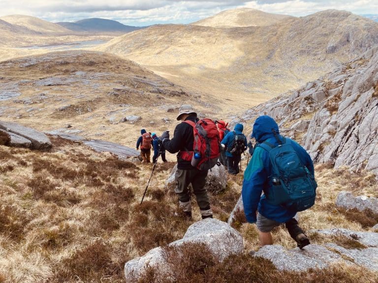 “Walkers explored some of the most remote areas of the Galloway Hills in the festival’s challenge walk”. Photo credit: C Miles Way of the Wild